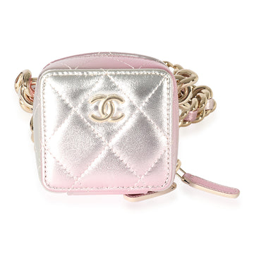 CHANEL Metallic Lambskin Quilted Coco Punk Clutch With Chain