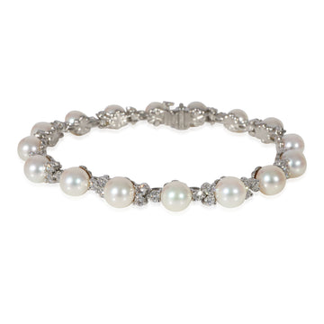 TIFFANY & CO. Aria Pearl Diamond Bracelet in Platinum 2.18 CTW