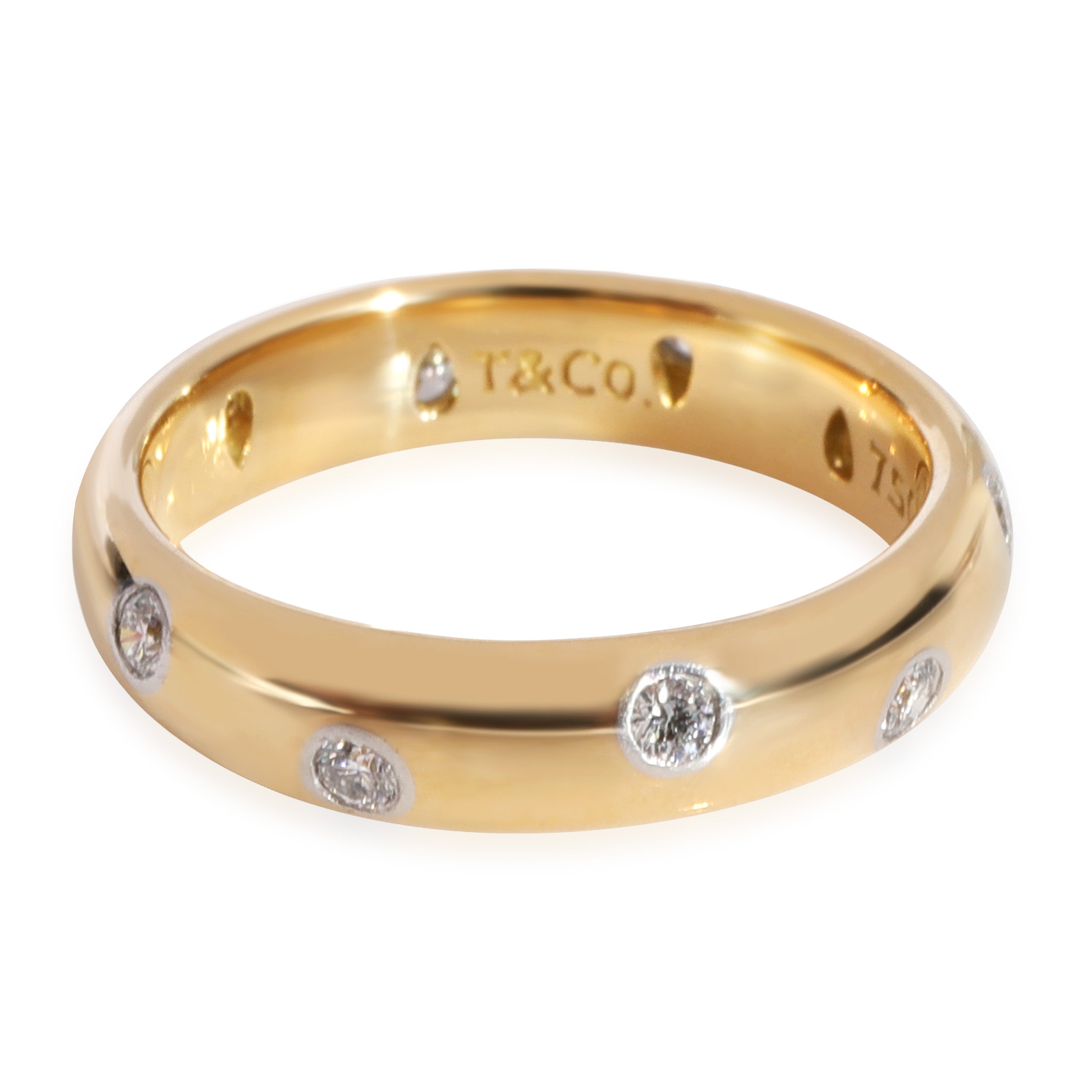 TIFFANY CO. Etoile Diamond Band in 18k Yellow Gold Platinum 0.22 CTW