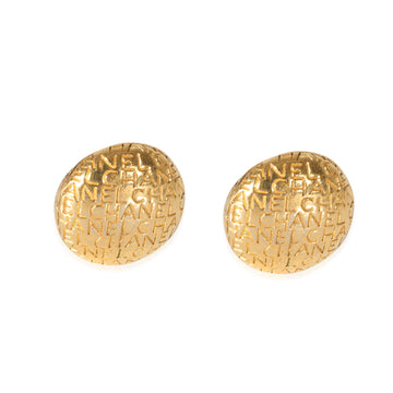 CHANEL Gold Tone Vintage Button Earrings