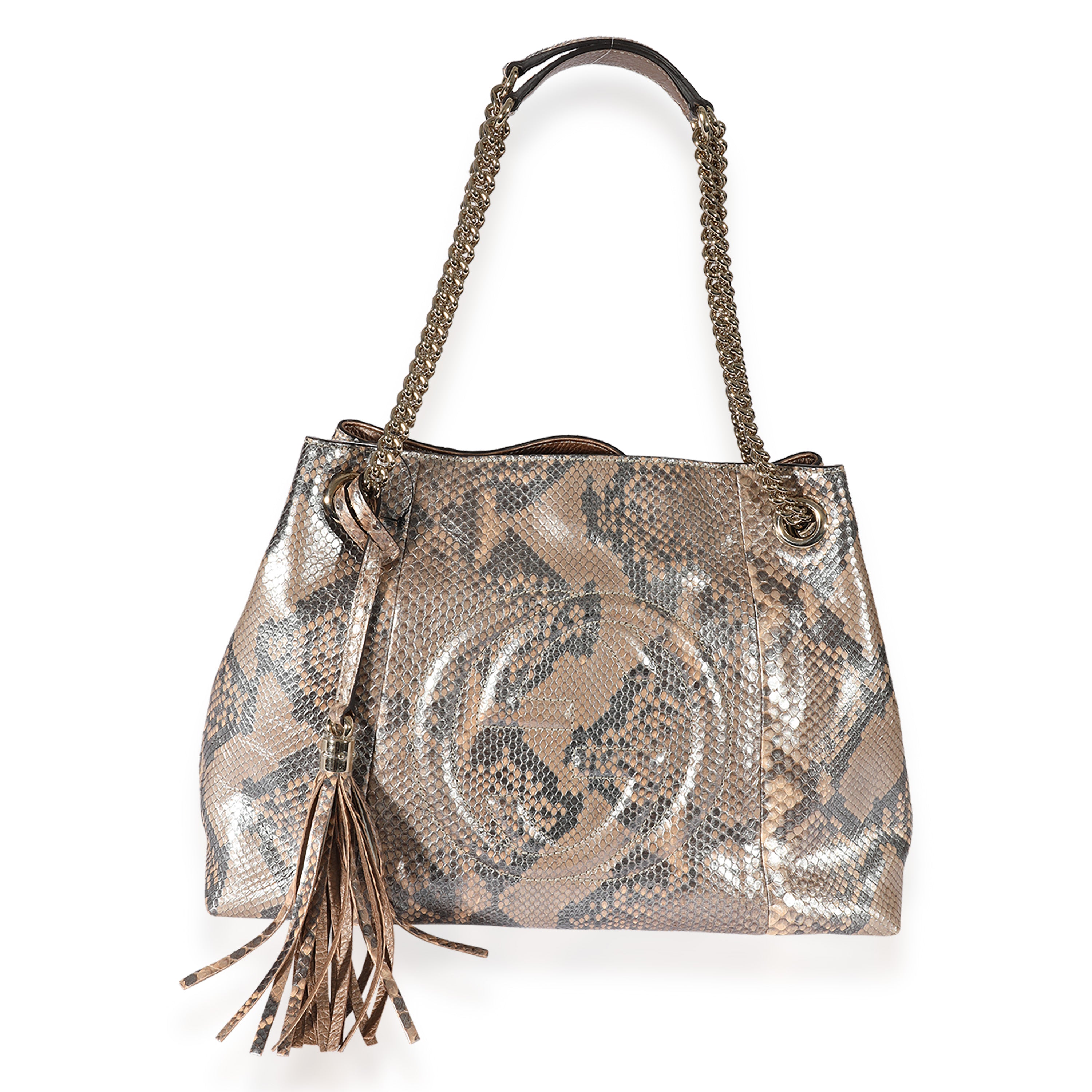 GUCCI Metallic Python Medium Soho Chain Shoulder Bag