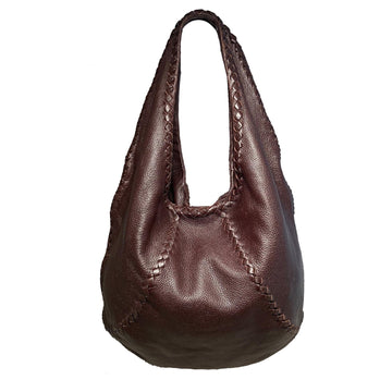 BOTTEGA VENETA Brown Leather Baseball Hobo Shoulder Bag