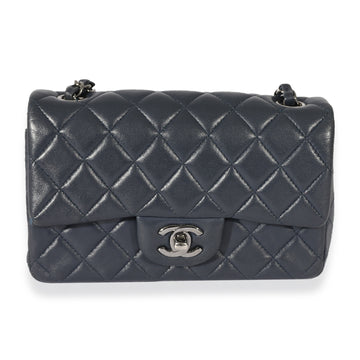 CHANEL Navy Quilted Lambskin Rectangular Mini Flap Bag