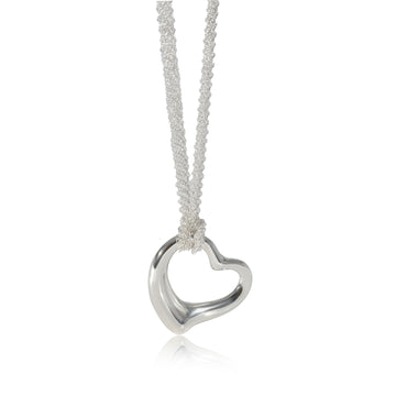 TIFFANY & CO. Elsa Peretti Open Heart Pendant On Mesh Chain in Sterling Silver