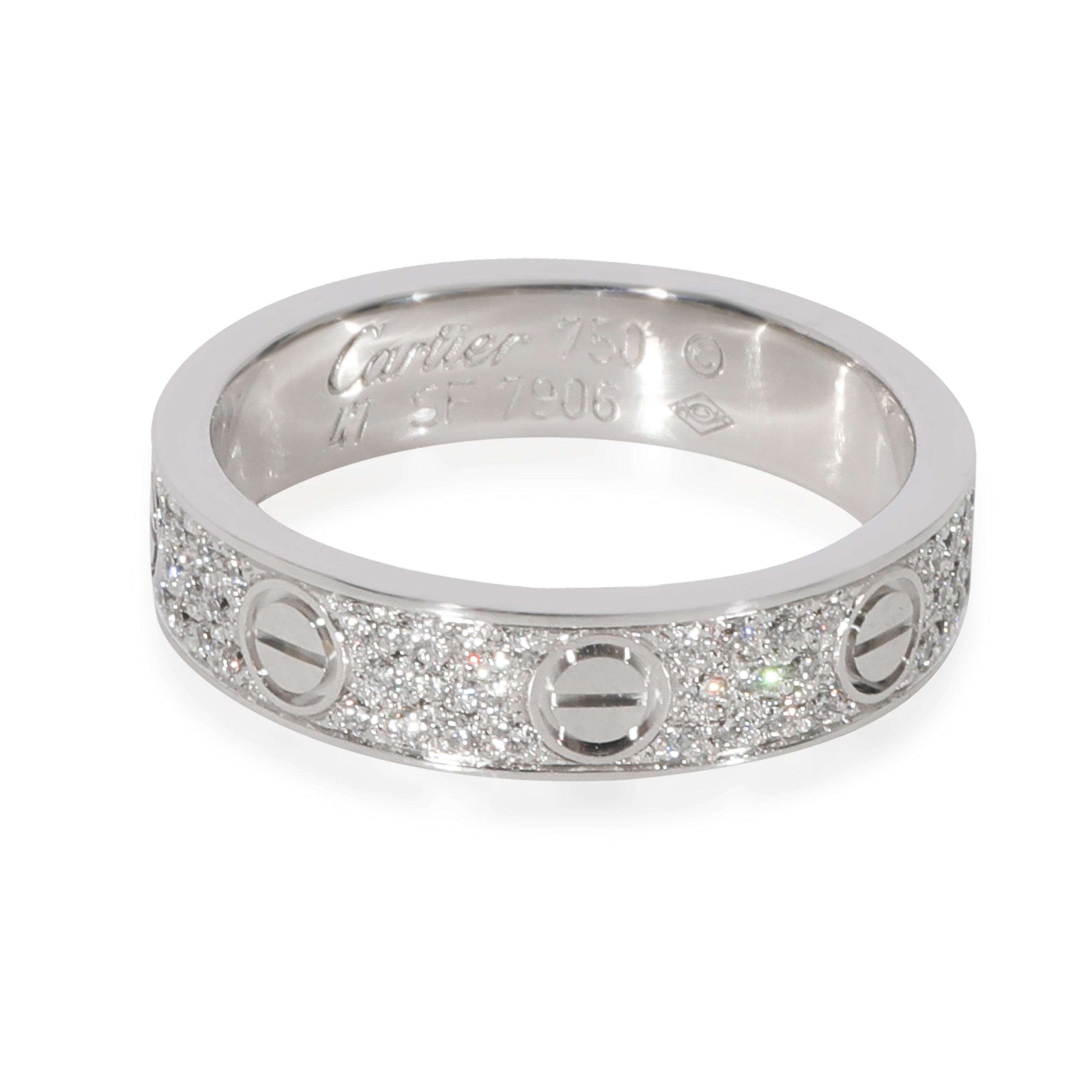 CARTIER Love Diamond Pave Band in 18k White Gold 0.31 CTW