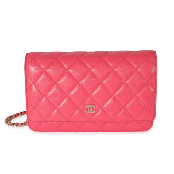 CHANEL Pink Caviar Wallet On Chain