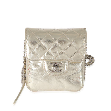 CHANEL Gold Metallic Calfskin Clams Chain Wallet On Chain