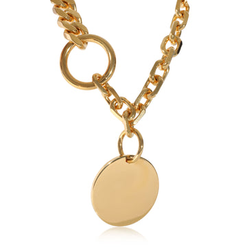 BURBERRY Multi-Chain Style Brass Necklace with Round Medallion