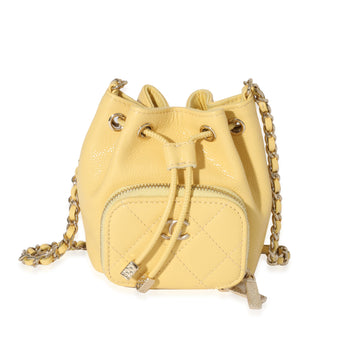 CHANEL Yellow Caviar Mini Bucket Bag