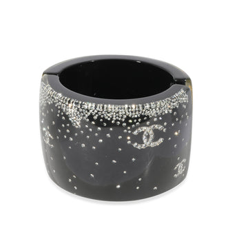CHANEL CC Strass Black Resin Cuff Bracelet