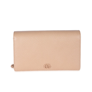 GUCCI Beige Leather GG Marmont Wallet On Chain