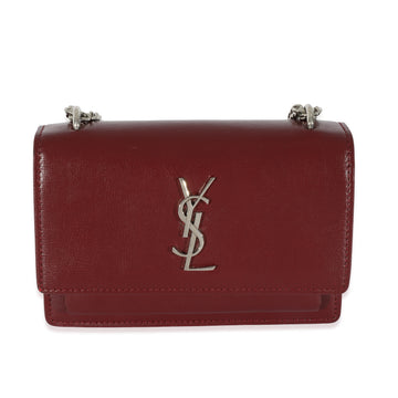 SAINT LAURENT Burgundy Leather Mini Sunset Chain Bag