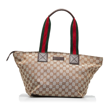 GUCCI GG Canvas Web Tote Tote Bag