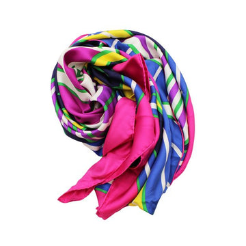 HERMeS Triangle Giant Cotton Scarf In Bleu Marine / Rose /Jaune