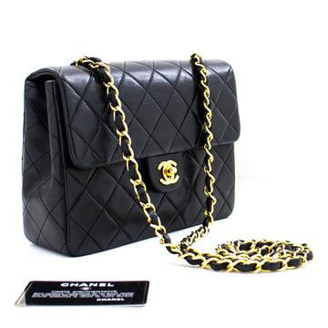 CHANEL Mini Square Small Chain Shoulder Bag Crossbody Black Quilt