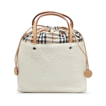 BURBERRY House Check Canvas Drawstring Handbag