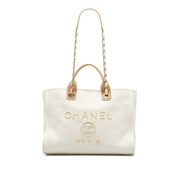 CHANEL Medium Pearls Deauville Shopping Tote Satchel