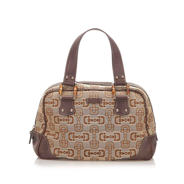 Gucci Bamboo Horsebit Canvas Handbag