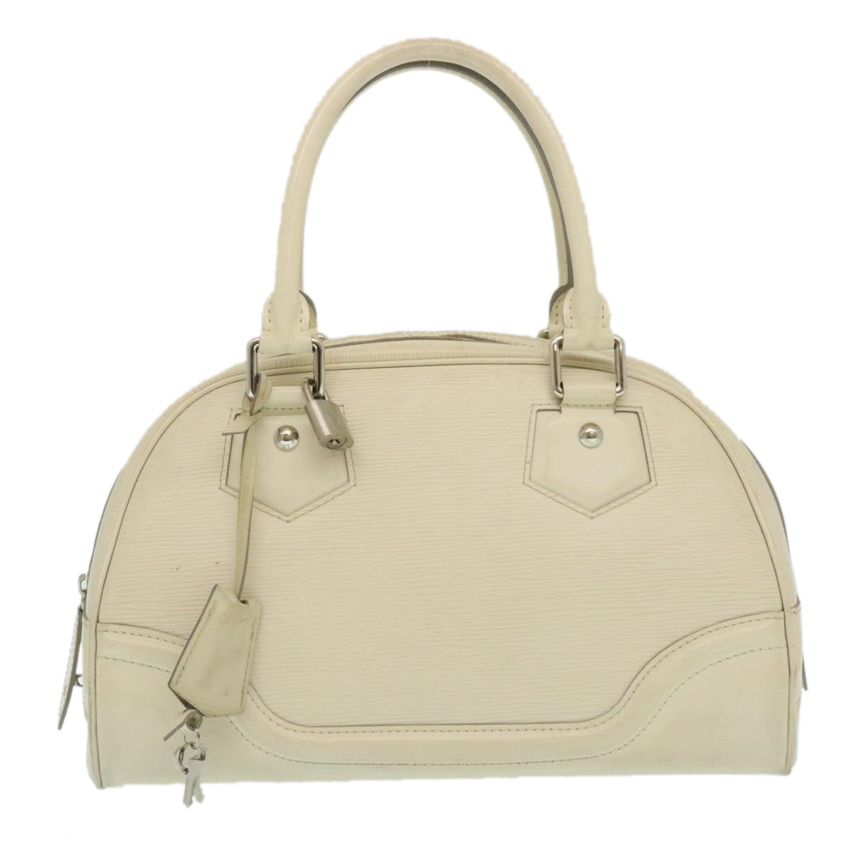 Louis Vuitton Cream Epi Bowling Montaigne PM Handbag with material