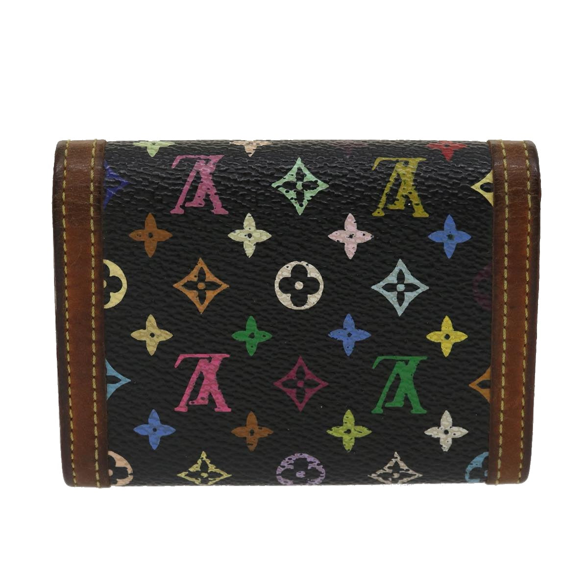 Louis Vuitton Black Monogram Multicolor Porte-Monnaie Plat Wallet