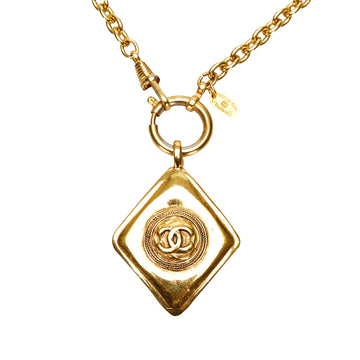 CHANEL CC Diamond Shape Pendant Necklace Costume Necklace