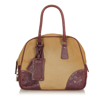 PRADA Ostrich Trimmed Dome Handbag