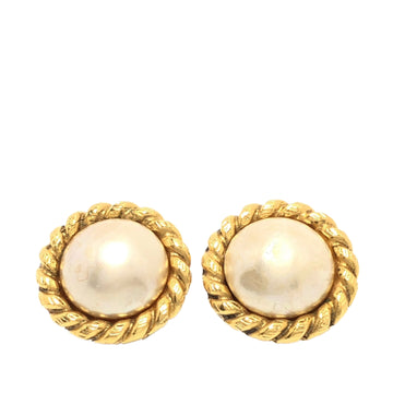 CHANEL Faux Pearl Clip-On Earrings Costume Earrings