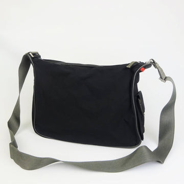 Prada Black Nylon Red Logo Shoulder Bag