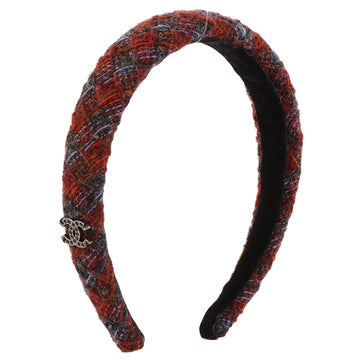 CHANEL Tweed Rhinestone Cc Mark Hairband Multi