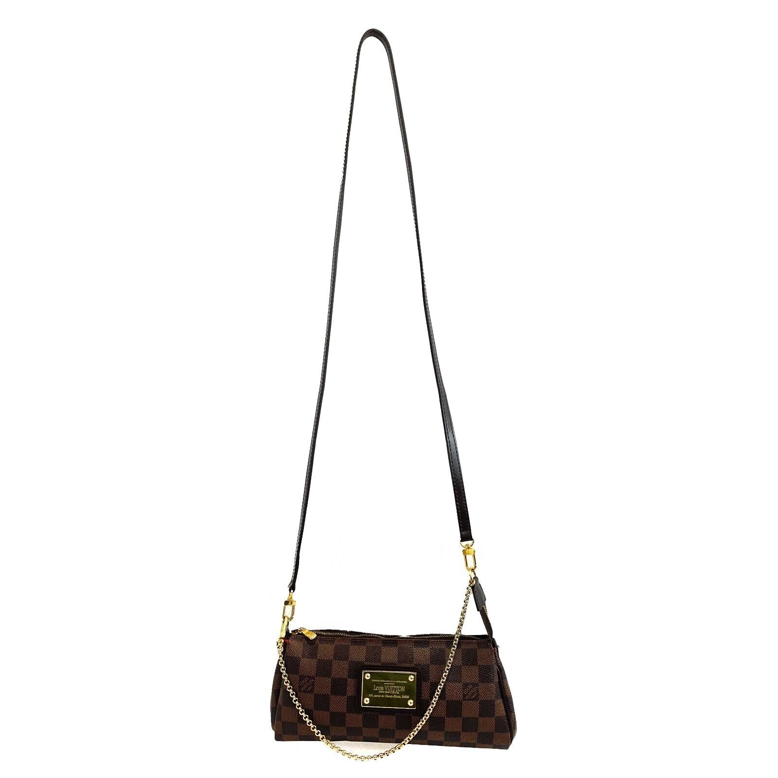 LOUIS VUITTON Eva N55213 Damier EBENE Womens Handbag Pochette Clutch Chain  Only