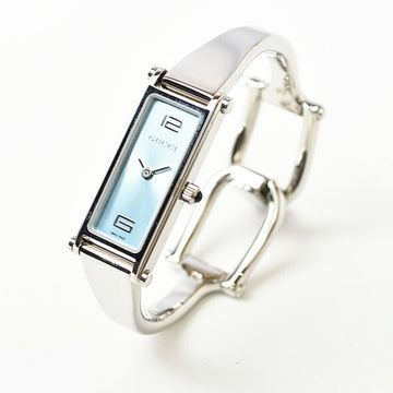 GUCCI Bangle Watch Ladies  Wristwatch 1500L Pastel Blue SS