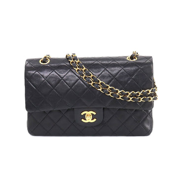 CHANEL Matelasse 25 Chain Shoulder Bag Leather Black A01112 Gold Hardware Vintage