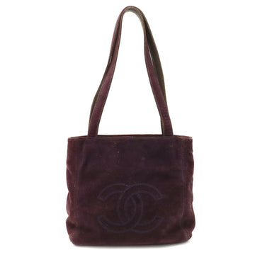 CHANEL here mark tote bag shoulder suede leather purple