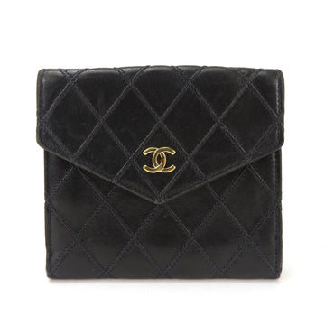 CHANEL W Wallet Compact No. 3 Coco Mark Bicolore Stitch Lambskin Leather Black Accessories Ladies lambskin