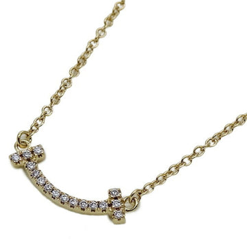 TIFFANY&Co. Necklace Ladies 750YG Diamond T Smile Yellow Gold Polished