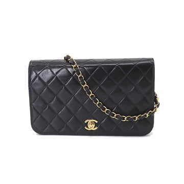 CHANEL Matelasse Chain Shoulder Bag Leather Black Gold Hardware Turnlock A03568 Vintage