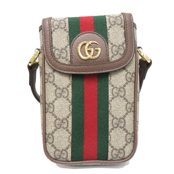 GUCCI Ophidia GG Supreme Phone Case 598912 Shoulder Bag Beige Green Red Canvas Leather Women's