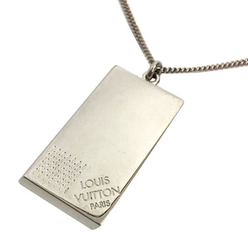 LOUIS VUITTON Collier plaque Damier necklace M61972 pendant men's silver