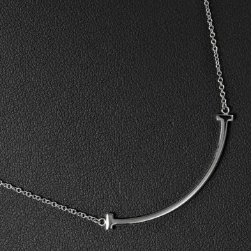 TIFFANY T Smile Small Necklace 3.7cm 3g K18 WG White Gold