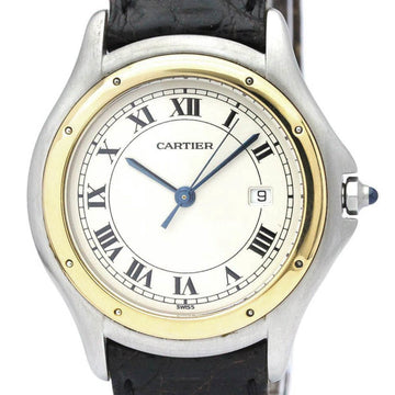 CARTIERPolished  Panthere Cougar 18K Gold Leather Quartz Men Watch BF563317