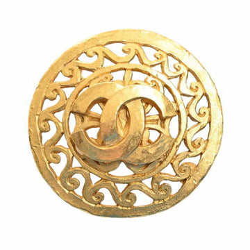 CHANEL Cocomark circle brooch - gold metal