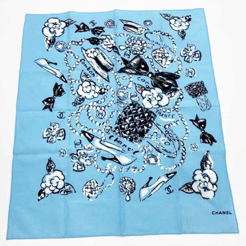 CHANEL Handkerchief Coco Mark Camellia Matelasse Blue Cotton Ladies Fashion Accessory IT0MODZN3DNE