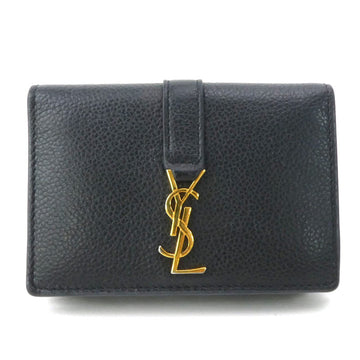 SAINT LAURENT card case business holder leather black unisex 613536 55171g