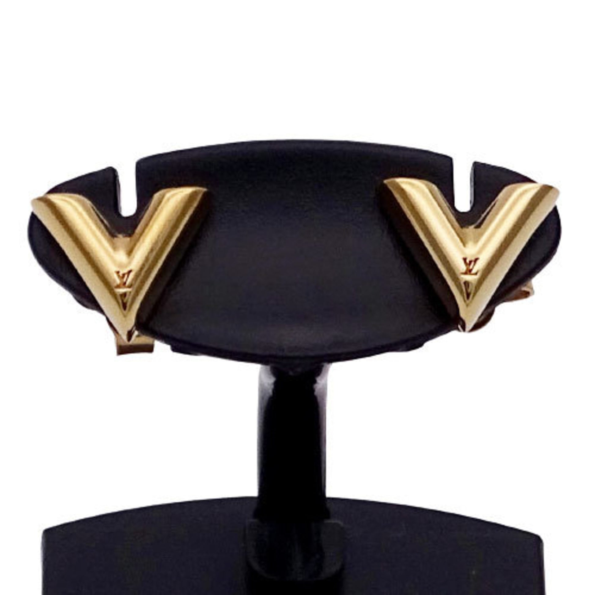 LOUIS VUITTON Brass Essential V Stud Earrings Gold 313454