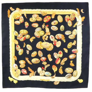 HERMES scarf Carre 90 silk black/multicolor ladies