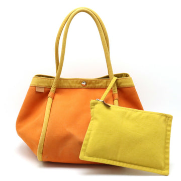 HERMES Sac Baga PM Tote Bag Handbag Bicolor 2 Tone Canvas Orange Yellow Green