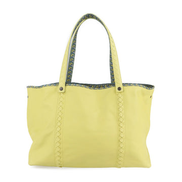 BOTTEGA VENETA Medium Intrecciato Tote Bag 547381 Leather Nylon Yellow Gray Handbag Shoulder Shopping Reversible Butterfly