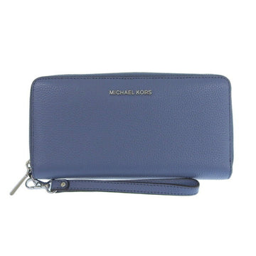 MICHAEL KORS Leather TRAVEL CONTINENTAL Round Long Wallet 32F6SM9E9L Blue