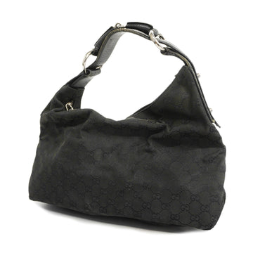 GUCCIAuth  Horsebit Shoulder Bag 115867 Women's GG Canvas Shoulder Bag Black