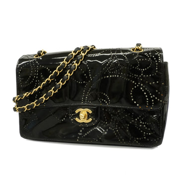 CHANELAuth  W-chain Women's Patent Leather Shoulder Bag Black
